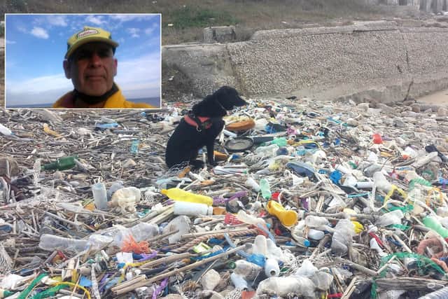 Starsky joining in with the beach clean up