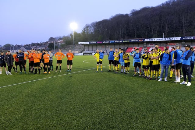 Valley and Trafalgar line up after the Senior Cup final