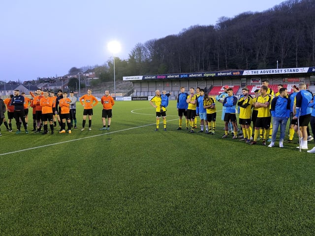 Valley and Trafalgar line up after the Senior Cup final