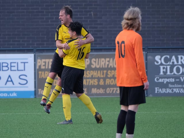 Trafalgar players celebrate a goal against Valley in the final