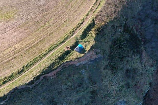 Police fined two people after a tent was pitched on a clifftop near Staithes in 2021, pictured. (Photo: Alistair Smith)