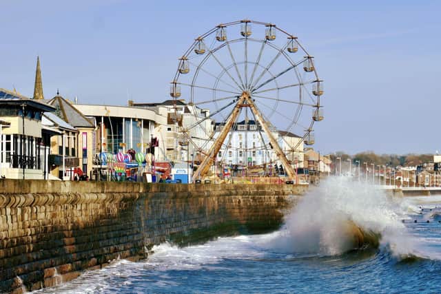 A modern day photo of a wave along Bridlington’s seafront.