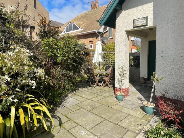 A patio area outside the Filey property.