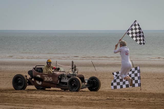 On Saturday and Sunday the beach-race pilots will be on south beach with hot-rod style vehicles and motorcycles performing 1/8 mile exhibition runs along the sand from a flagged away start. Photo courtesy of Race the Waves