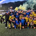 Trafalgar celebrate their 3-2 Kenward Cup final win against Newlands at the Flamingo Land Stadium

Photo by Alec Coulson