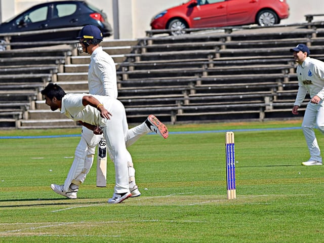 Prince Bedi in bowling action for Scarborough Cricket Club 1sts' in their opening-day win against Beverley Town

Photo by Simon Dobson