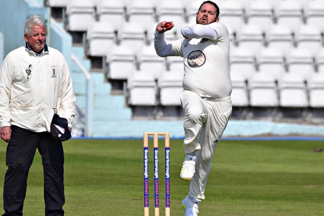 Skipper Piet Rinke in bowling action for Scarborough Cricket Club 1sts' in their opening-day win against Beverley Town

Photo by Simon Dobson