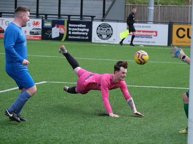 Cayton head at Roscoes' goal