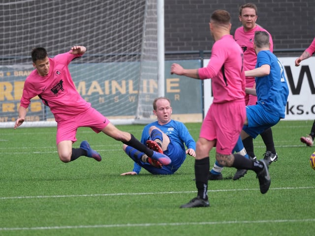 Cayton Corinthians v Roscoes Bar in the Goal Sports Trophy final