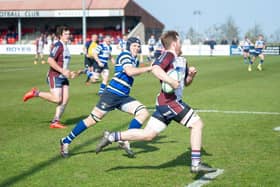 Drew Govier on his way to scoring a try