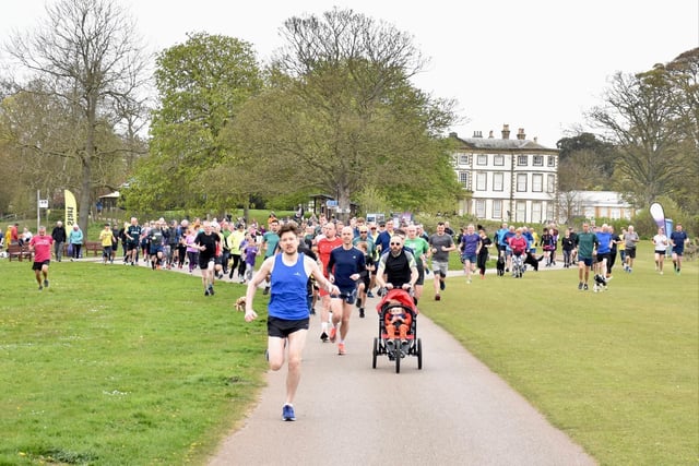 The runners race away from the start line at Sewerby Parkrun