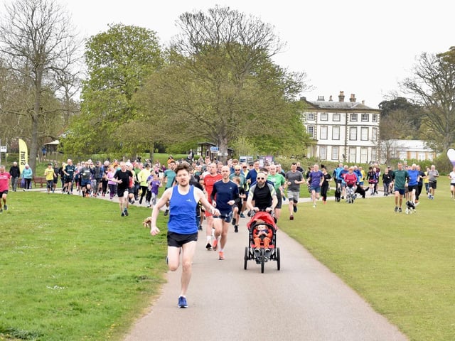 The runners race away from the start line at Sewerby Parkrun