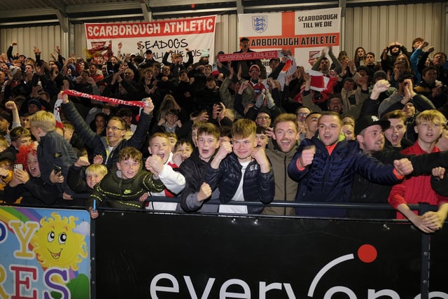 Home fans celebrate as Scarborough Athletic beat Matlock Town 2-1 in NPL Premier play-off semi-final

Photo by Richard Ponter