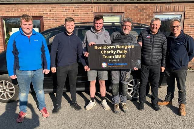 Mathew Walpole, Josef Galinski, George Oseland, Gary Oseland, Barry Galinski and Andy Cunningham, who are driving to Benidorm in their 'banger' for Saint Catherine's.