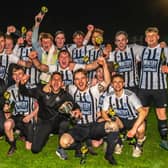 Sleights celebrate their Ryedale Hospital Cup final win against Goldsborough at the Turnbull Ground

Photos by Brian Murfield
