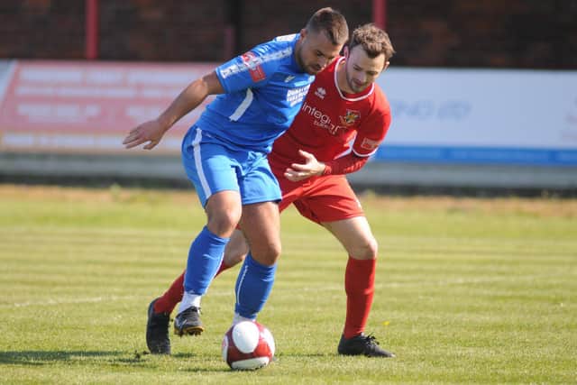 Bridlington Town in action during the 3-2 home win against Dunston that kept them in the NPL Division East

Photo by Dom Taylor