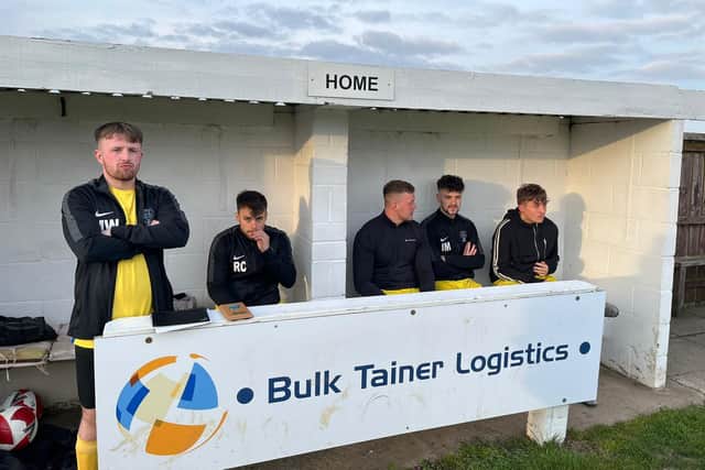 The Newlands bench during the NRCFA Sunday Challenge Cup final on Thursday night