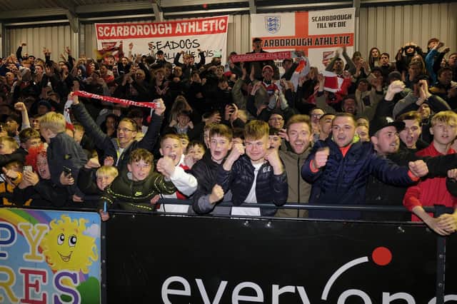 Boro fans celebrate the win against Matlock Town