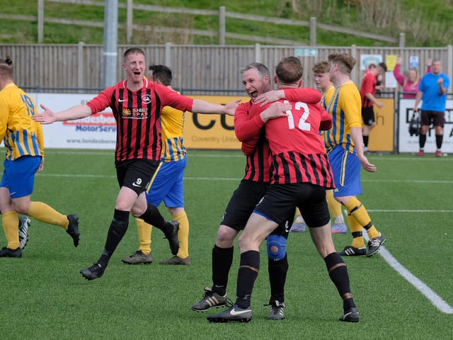 Paul Provins celebrates with his teammates