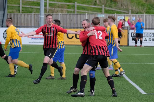 West Pier Reserves celebrate after Paul Provins scores the late winner in the League Trophy final
Photos by Richard Ponter