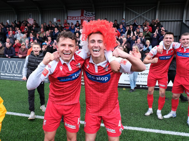 Brad Plant and Lewis Maloney celebrate