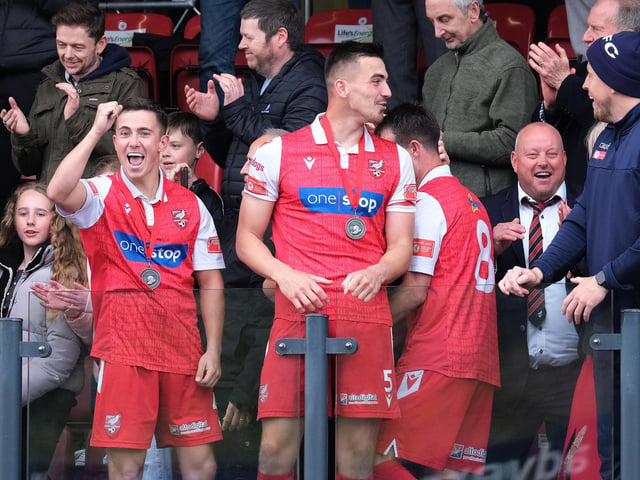 Boro players Lewis Maloney and Will Thornton get in the party mood