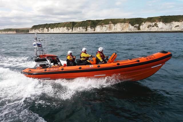 Flamborough’s inshore lifeboat in action.