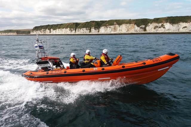 Flamborough’s inshore lifeboat in action.