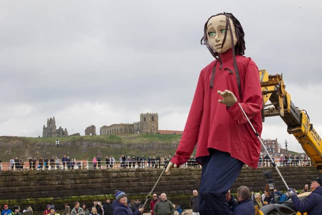 5m tall Aura on Whitby beach.