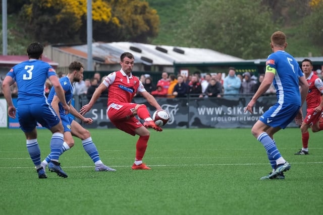 Ryan Watson in action for Boro against Warrington Town