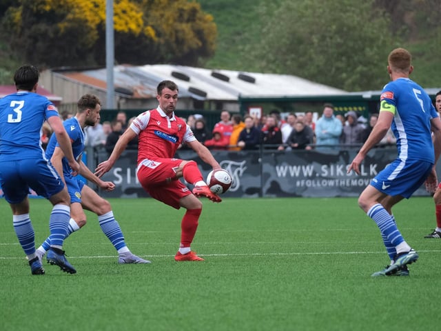 Ryan Watson in action for Boro against Warrington Town