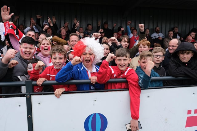 Young Scarborough Athletic fans cheer on their heroes