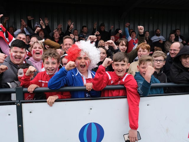 Young Scarborough Athletic fans cheer on their heroes