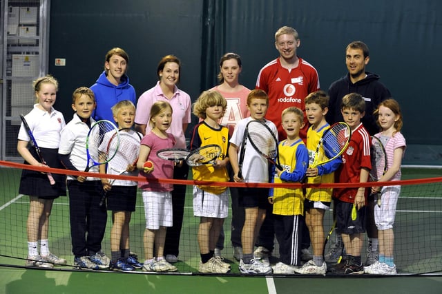 Pupils from schools in the Scarborough and District area are pictured at the Smaller Schools tennis event with Yorkshire Coast College sports exercise and science students Laura Errington, back left, Kate Matthews, Jaimie-Leigh Smythe, Matthew Collier, and tennis centre coach Ben Atkinson.