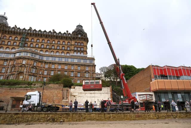 The Tramway carriages returned to Scarborough's seafront on the back of a lorry.