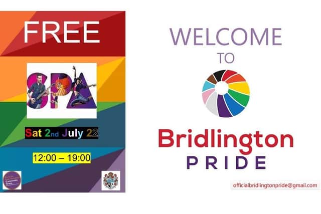 The inaugural Bridlington Pride event will take place on Saturday, July 2.