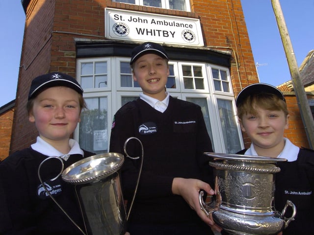 Young members of St John Ambulance win an award. Pictured, left to right, Jessica Fields, Nikita Parkin and Emma Sharpe.