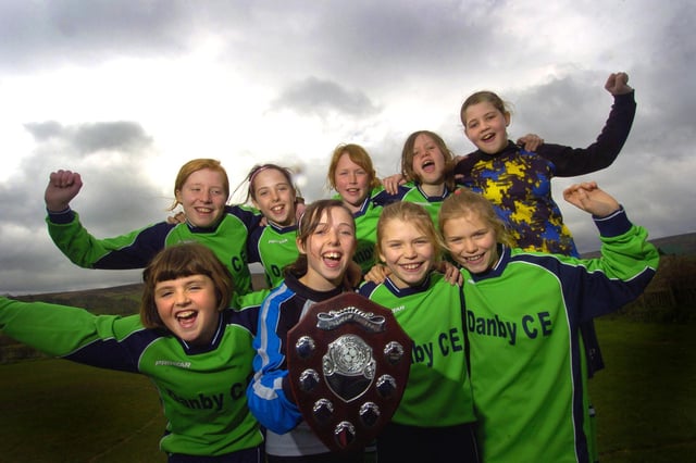 Danby Primary School wins the girls six a side football competition. Pictured, left to right, Nellie Brown, Catherine Laffan, Sarah Thompson, Naomi Blacklock, Daniella Pearson, Emily Dowson, Rebecca Laffan, Melie Hide and Tori Hide.