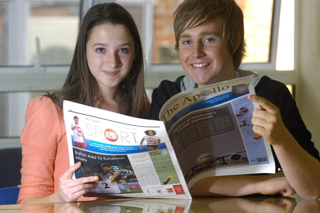 Whitby Community College students win an award for their newspaper The Apollo. Pictured are Jack Taylor and Hazel Tilley.
