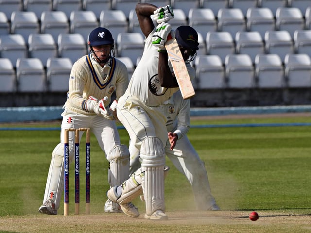 Scarborough Cricket Club batsman Romario Roach v Driffield Town Cricket Club