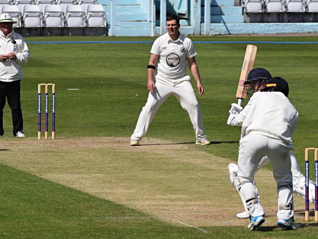 Scarborough Cricket Club bowler Linden Gray v Driffield Town Cricket Club