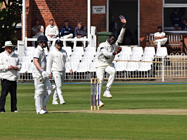 Scarborough Cricket Club bowler Romario Roach v Driffield Town Cricket Club