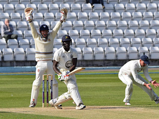 Scarborough Cricket Club batsman Romario Roach v Driffield Town Cricket Club