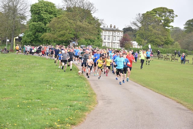 The athletes race away from the start of the Sewerby Parkrun