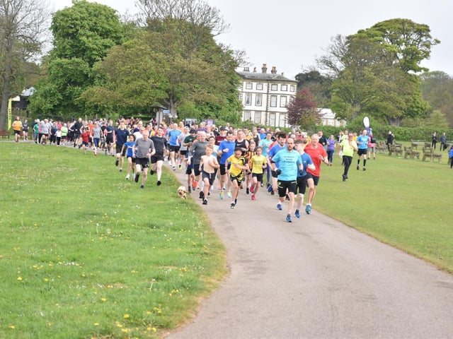 The athletes race away from the start of the Sewerby Parkrun