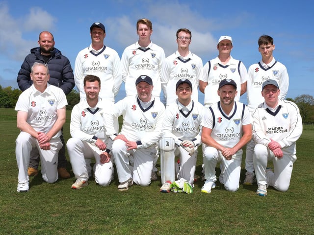 Staithes CC line up before the game at Scalby CC