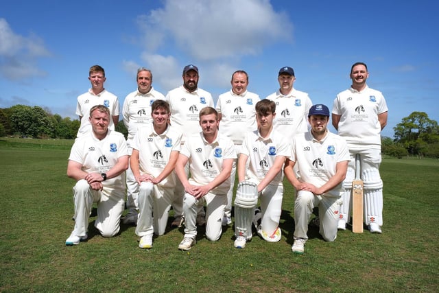 Scalby CC line up before the game at home to Staithes in the CPH Scarborough Beckett Cricket League Premier Division