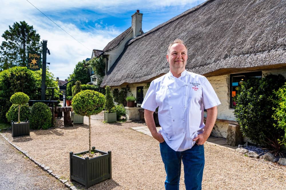 Andrew Pern outside The Star Inn at Harome before the fire.