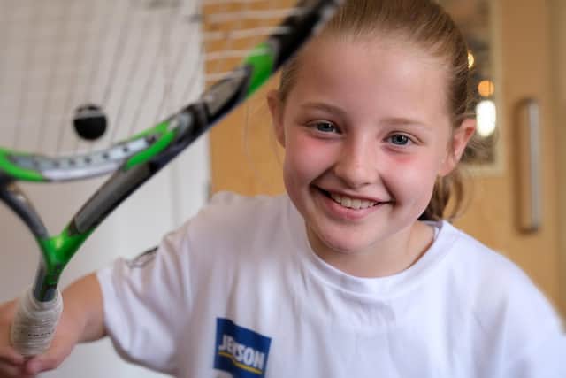 Scarborough Squash Academy junior Isla Tomlinson gets ready for tournament action