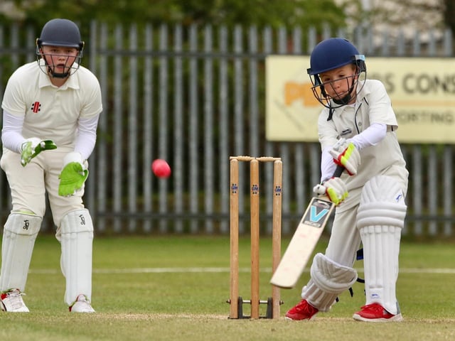 Alexander Fynn hits out for Bridlington U13s v Flixton U13s